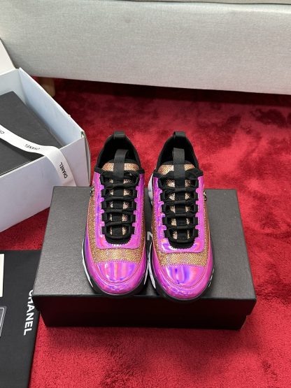 Chanel men's and women's couple's pink and purple mix and match classic fashion casual sports shoes - Image 7
