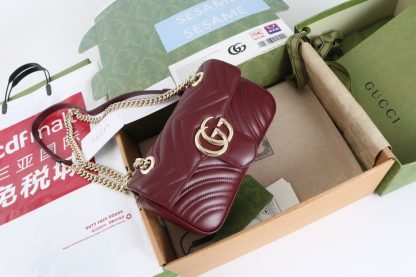 Gucci Wine Red Wave Pattern Quilted Handbag - Image 8