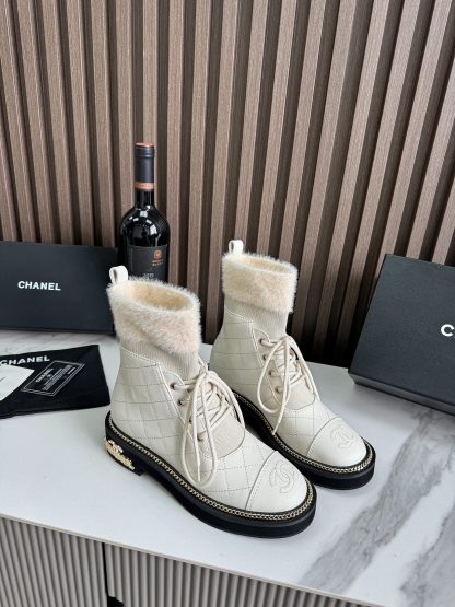 Chanel beige autumn and winter hit fashionable simple boots - Image 8