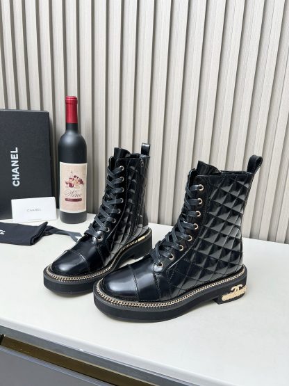 Chanel autumn and winter hit black fashionable simple black Martin boots - Image 8
