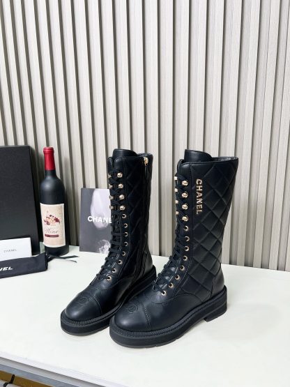 Chanel Autumn and Winter Electric Show Diamond Style Black Mid-Boots - Image 8