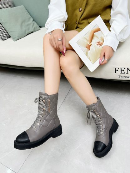 Chanel autumn and winter new electric show diamond style blue-gray boots - Image 8