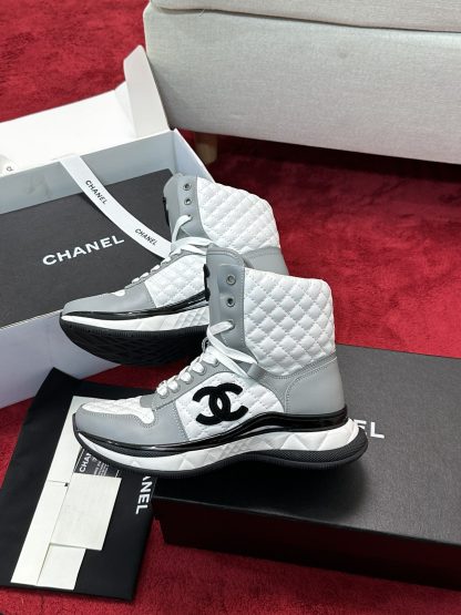 Chanel Early Autumn New Diamond Panda White and Gray Sneakers - Image 6