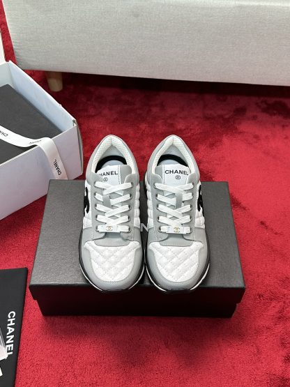 Chanel white and gray craft embroidery style fashion casual sports shoes - Image 8