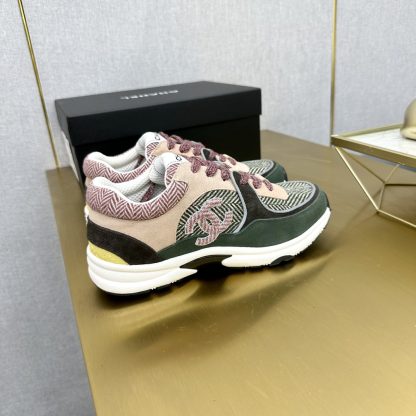 Chanel Classic Fashion Green and Pink Casual Sneakers - Image 8