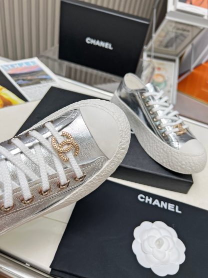 Chanel high-end custom silver classic comfortable casual shoes - Image 8