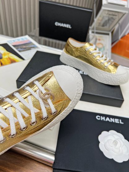 Chanel high-end custom gold classic comfortable casual shoes - Image 8