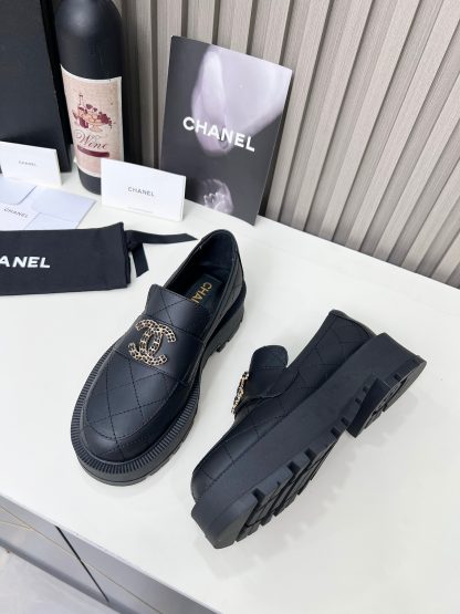 Chanel black electric show diamond style imported leather loafers - Image 8