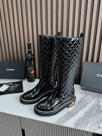 Chanel black shiny autumn and winter hit fashionable simple boots - Image 7