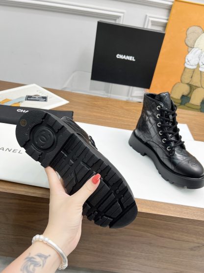 Chanel autumn and winter new black electric embroidery diamond shiny wrinkled leather Martin boots - Image 8