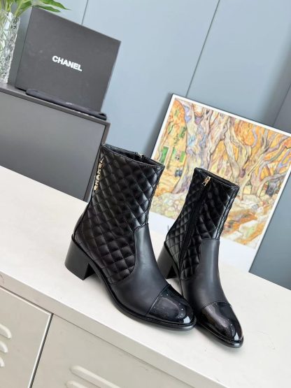Chanel autumn and winter main season black leather Martin boots - Image 6