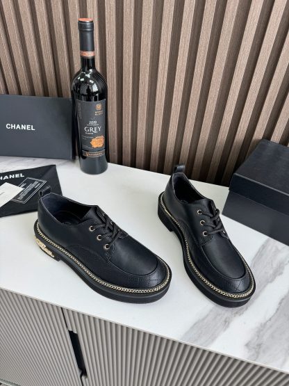Chanel autumn and winter black fashionable simple leather loafers - Image 8
