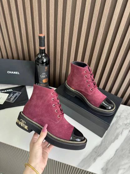 Chanel autumn and winter hit red fashionable simple leather boots - Image 8