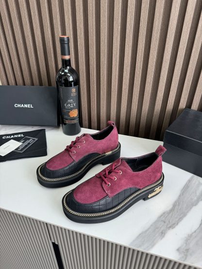 Chanel autumn and winter red fashionable simple leather loafers - Image 8
