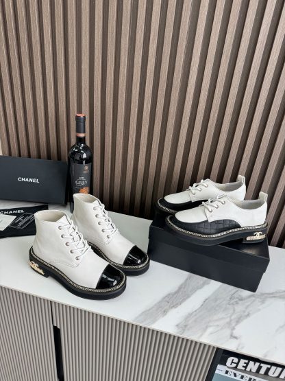 Chanel autumn and winter new fashionable white simple lace-up boots - Image 8