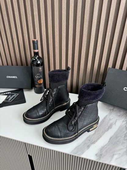 Chanel classic fashion black simple lace-up boots - Image 7