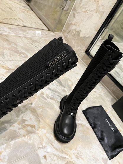 Chanel autumn and winter new handsome black matte letter knight boots - Image 7