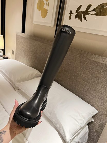 Chanel autumn and winter new handsome black personality stunning letter knight boots - Image 7