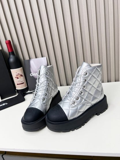 Chanel autumn and winter new silver electric show diamond style leather boots - Image 8