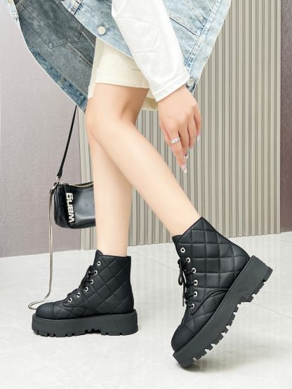 Chanel autumn and winter new black matte light show diamond style leather boots - Image 8
