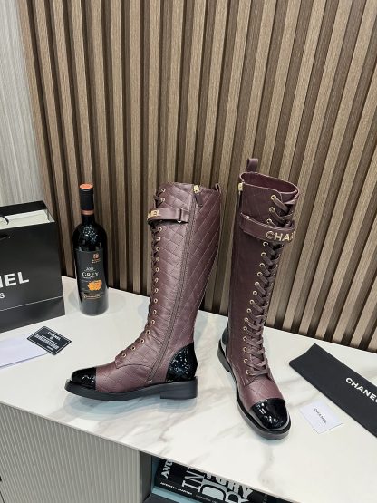 Chanel Purple Super Comfortable High Boots - Image 8