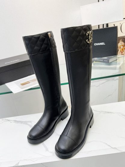 Chanel autumn and winter high-end custom catwalk classic black leather boots - Image 8