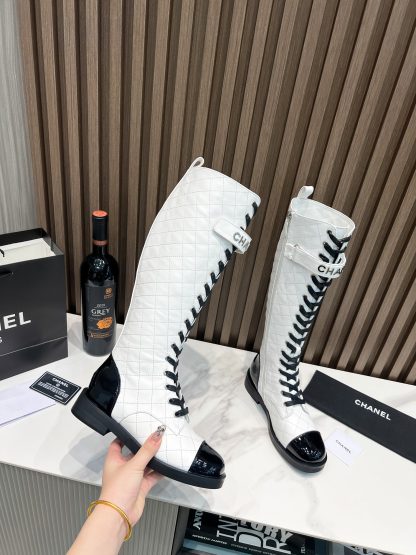 Chanel girly white leather boots - Image 8