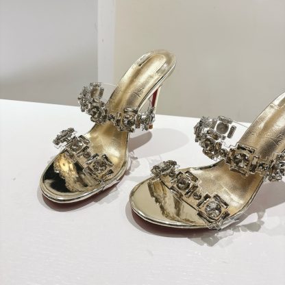 ChristianLouboutin JUST QUEEN crystal high-heeled slippers - Image 7