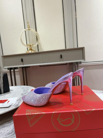 Christian Louboutin Vintage Peep-toe Crystal High Heels - Image 7