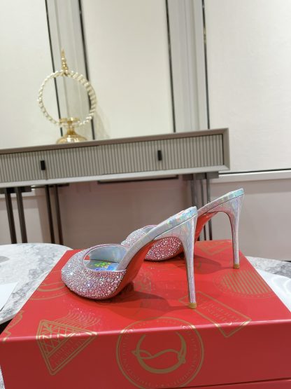 Christian Louboutin Vintage Peep-toe Crystal High Heels - Image 8
