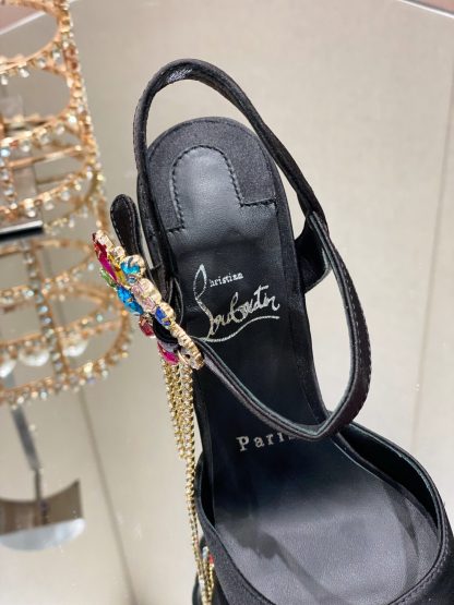 ChristianLouboutin black elegant colorful crystal high heels - Image 8
