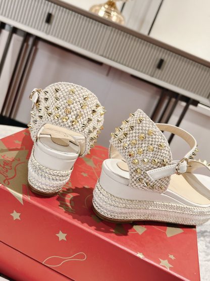 Christian Louboutin metal studded wedge sandals - Image 8