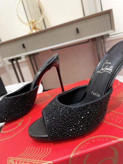 ChristianLouboutin cute retro fish mouth diamond high heel sandals - Image 8