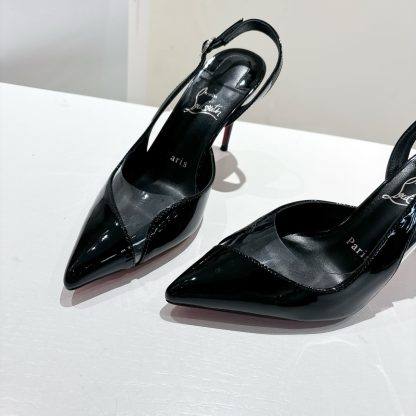 Christian Louboutin patent leather backless high-heeled sandals - Image 8
