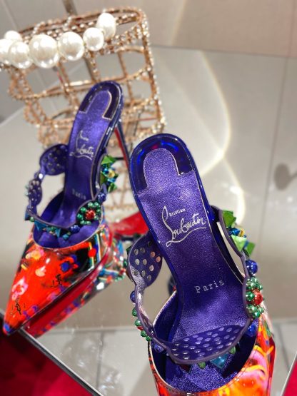 ChristianLouboutin rhinestone spike exquisite sandals high heels - Image 8