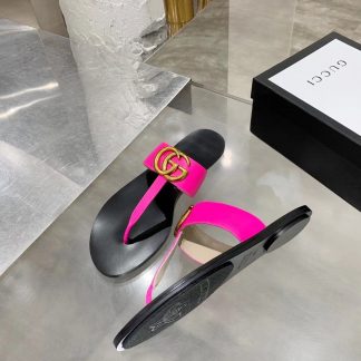 Gucci Double G buckle ribbon square toe flat slides