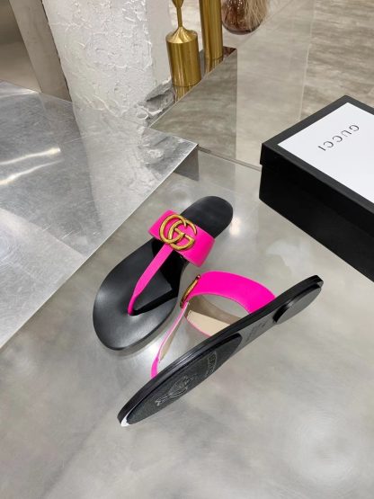 Gucci Double G buckle ribbon square toe flat slides