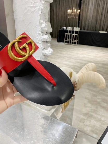 Gucci Double G buckle ribbon square toe flat slides - Image 9