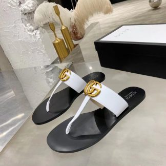 Gucci Double G buckle ribbon square toe flat slides