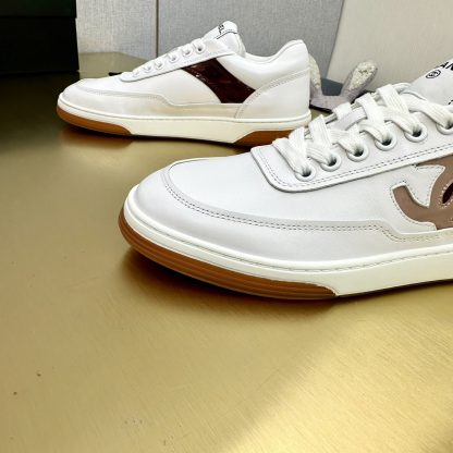 Chanel classic design white and brown mixed casual sneakers - Image 8