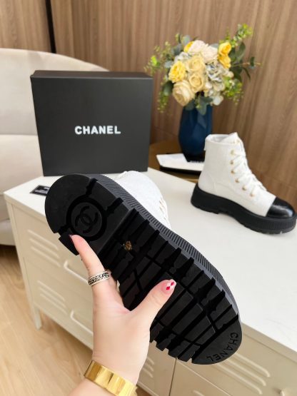 Chanel white lace-up design non-slip wear-resistant boots - Image 6