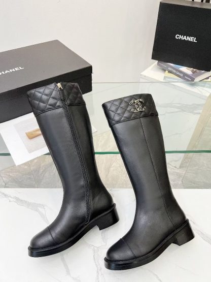 Chanel black autumn and winter high-end design classic comfortable leather boots - Image 8