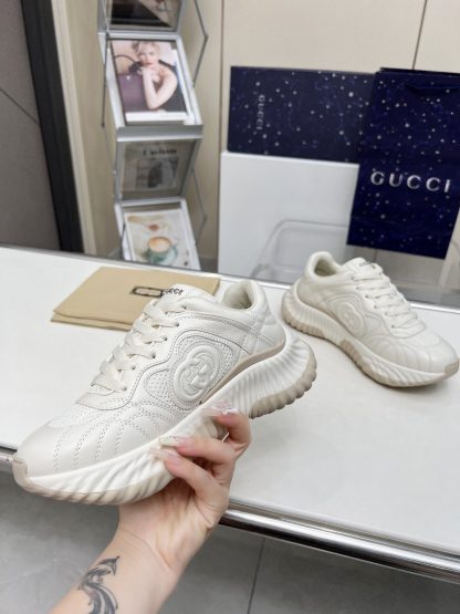 Chanel White Leather and Knitted Casual Sneakers - Image 7