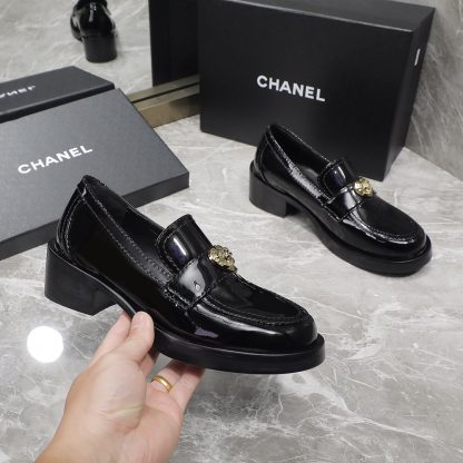 Chanel early spring new love buckle thick heel black loafers heel height 4.5cm - Image 8