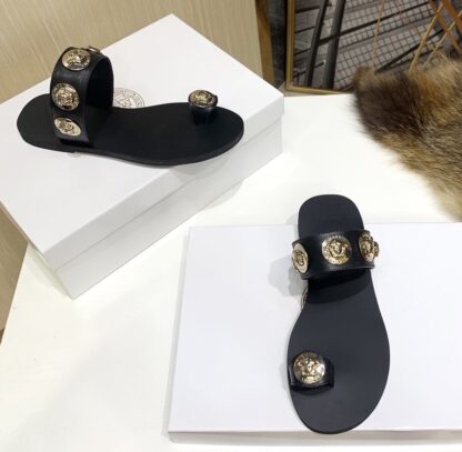 VERSACE SLIP-TOE SLIDE SANDALS - Image 8