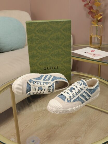 Gucci Double G embroidered low-top lace-up fashion sneakers