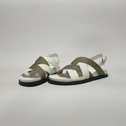 Hermès white and grey couple woven sandals - Image 8