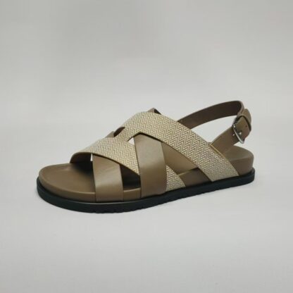 Hermès Grey Brown Couple Braided Sandals - Image 8