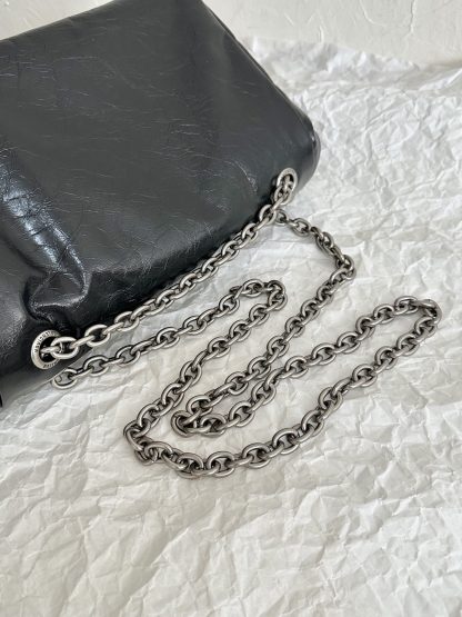 Balenciaga Monaco pompom bag black and silver small chain bag - Image 8
