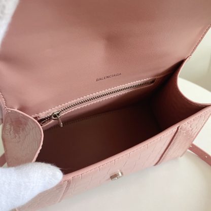 Balenciaga Crocodile Pattern Blush Pink Silver Buckle Shoulder Bag - Image 7